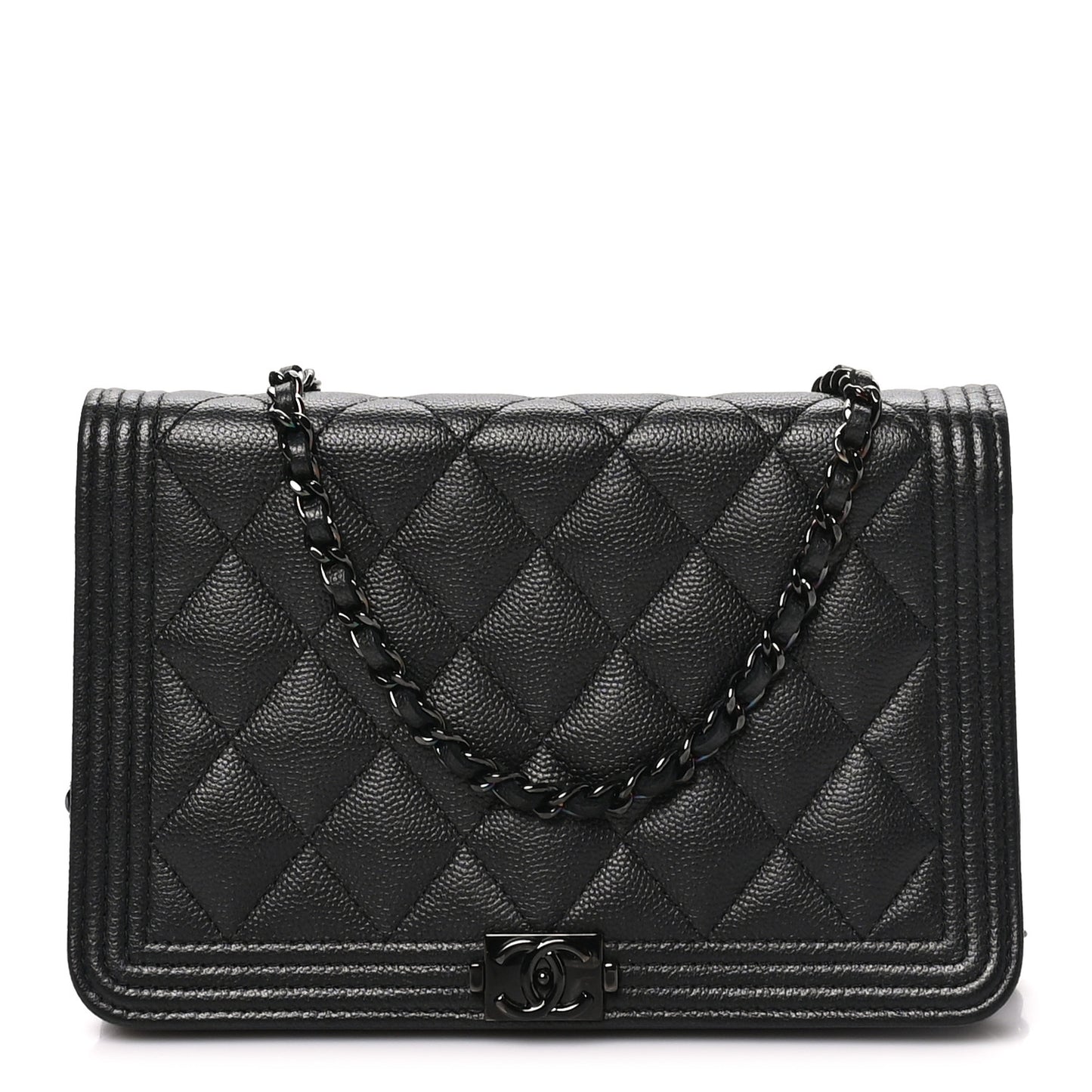 Caviar Quilted Boy Wallet On Chain WOC So Black