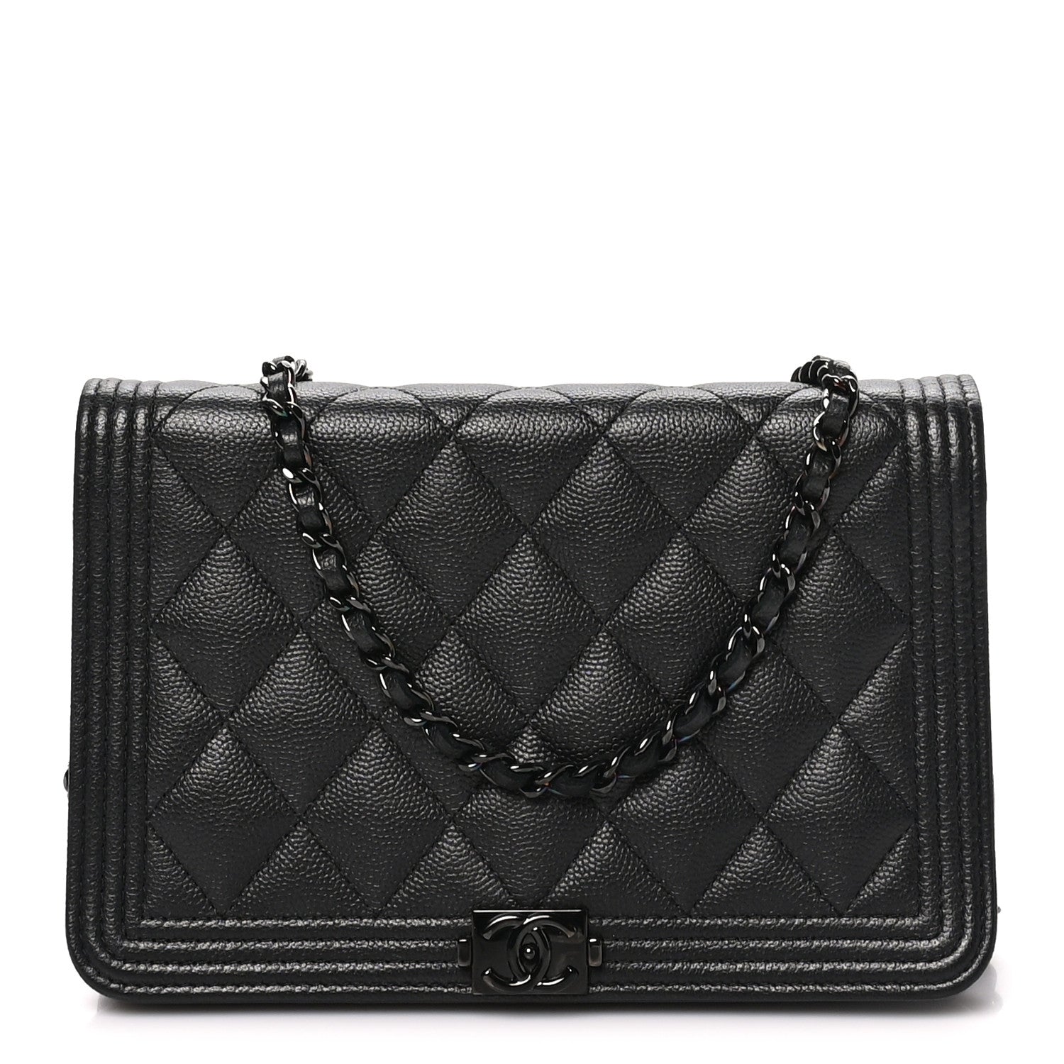 Chanel Caviar Quilted Boy Wallet On Chain WOC So Black 1 of 12