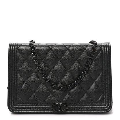 Chanel Caviar Quilted Boy Wallet On Chain WOC So Black 1 of 12