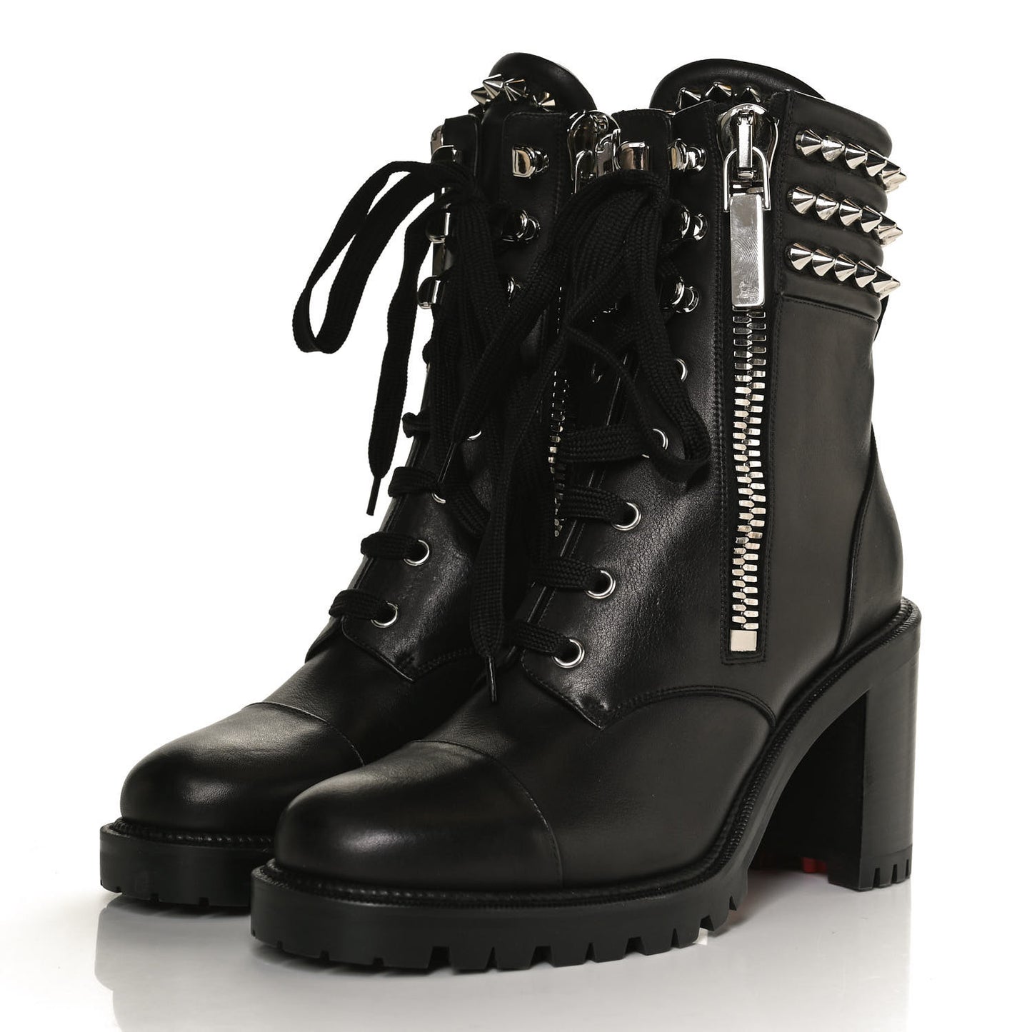 Calfskin Winter Spikes 70 Combat Boots 37 Black