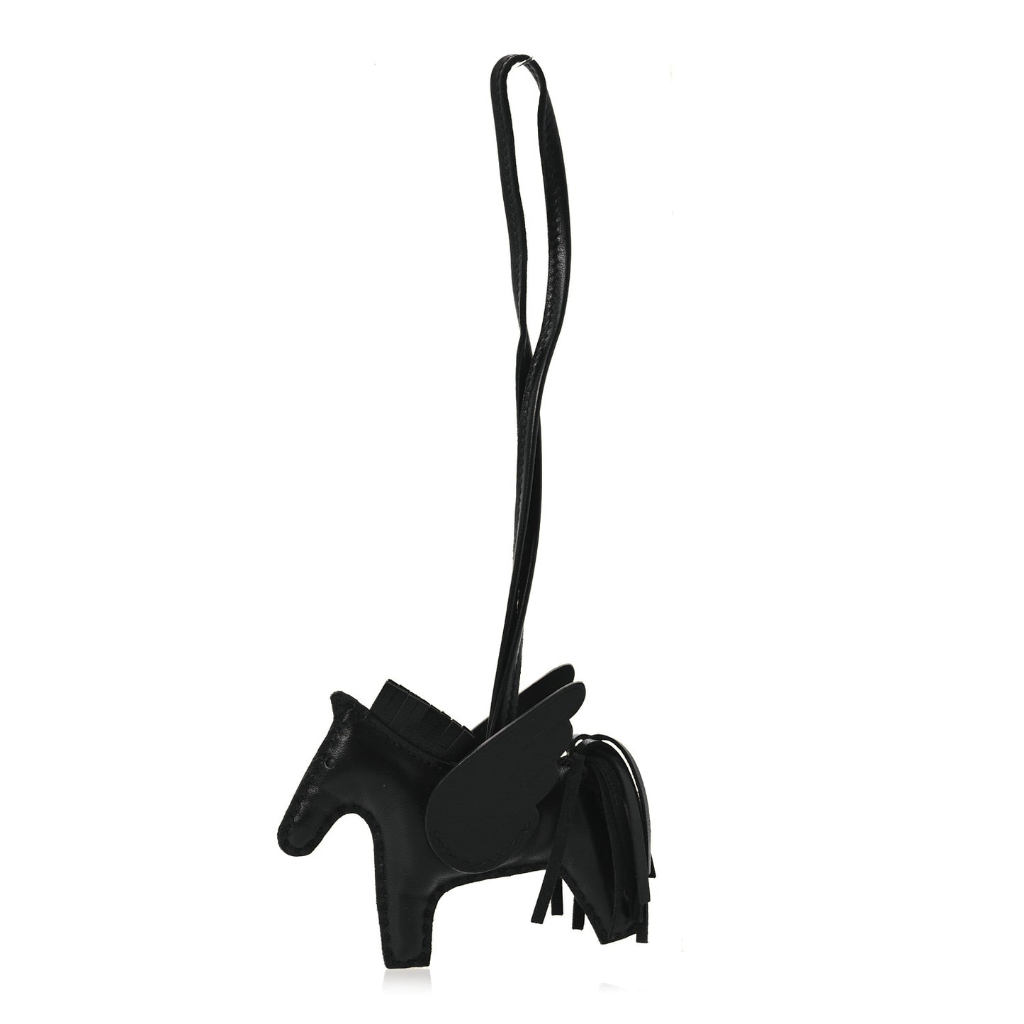 Milo Lambskin Grigri Rodeo Pegase Horse Bag Charm PM So Black