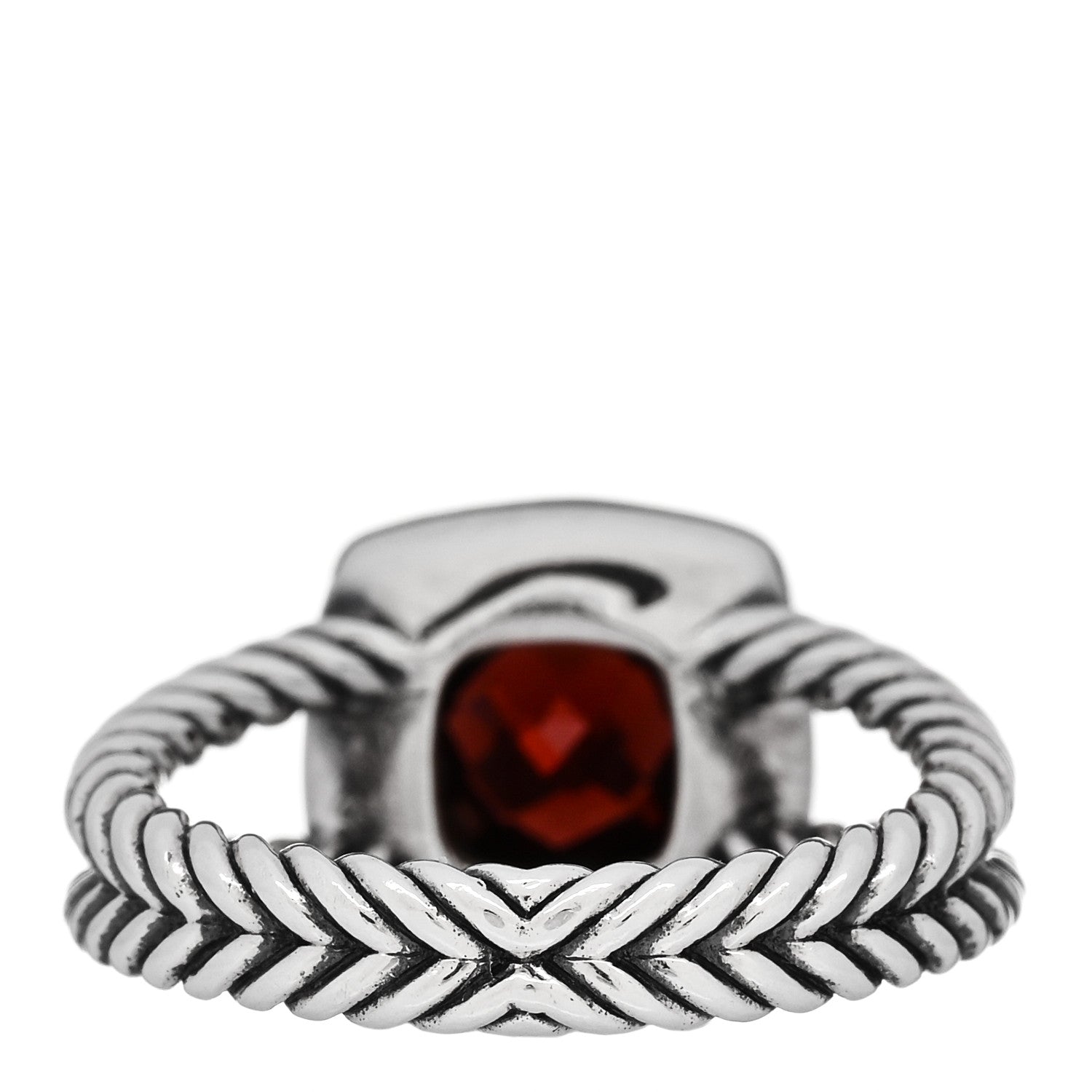 David Yurman Sterling Silver Diamond Garnet 7mm Petite Albion Ring 53 6.5 3 of 4