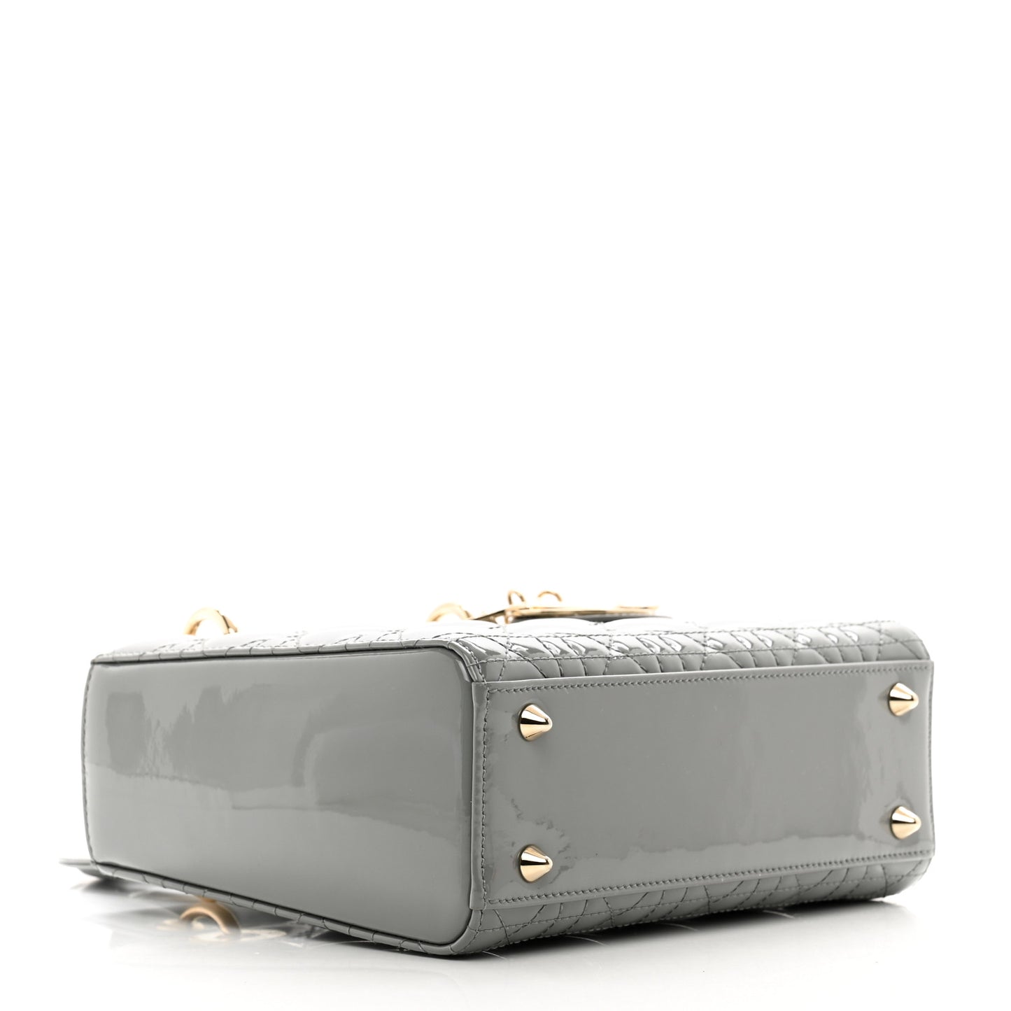 Patent Cannage Small Lady Dior Grey