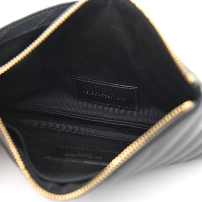 Saint Laurent Grain De Poudre Chevron Monogram Bill Pouch Storm 5 of 7