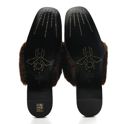 Gucci Calfskin Faux Fur Square G Mens Lawrence Slippers 9 Brown 5 of 8