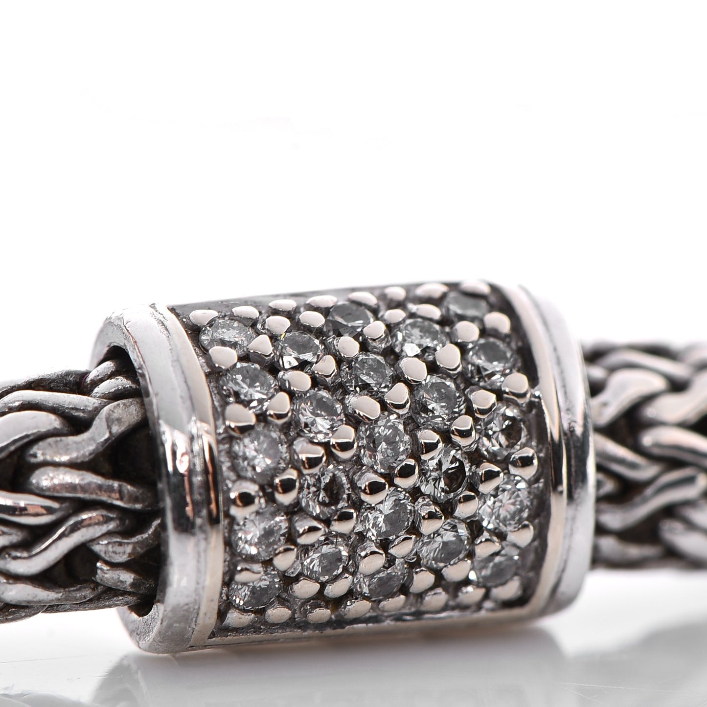 Sterling Silver 18K Gold Pave Diamond Medium Classic Chain Station Clasp Bracelet