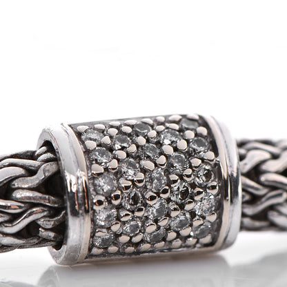 John Hardy Sterling Silver 18K Gold Pave Diamond Medium Classic Chain Station Clasp Bracelet 5 of 6