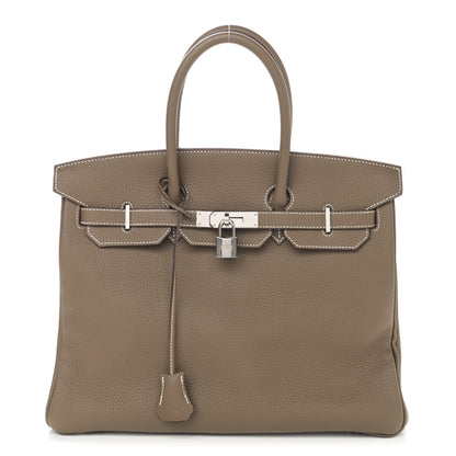 Hermes Taurillon Clemence Birkin 35 Etoupe 1 of 10