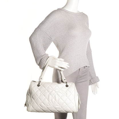 Chanel Washed Caviar Quilted Large Timeless Bowler White 2 of 7