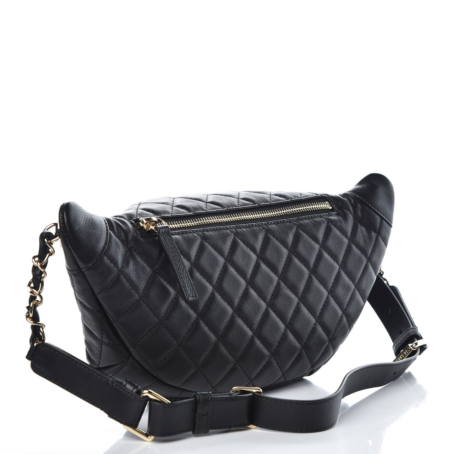 Calfskin Quilted Belt Me Up Waist Bag Black