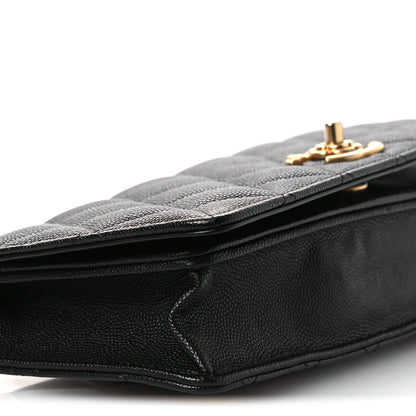 Chanel Caviar Quilted Camellia Clutch With Chain Black 10 of 13