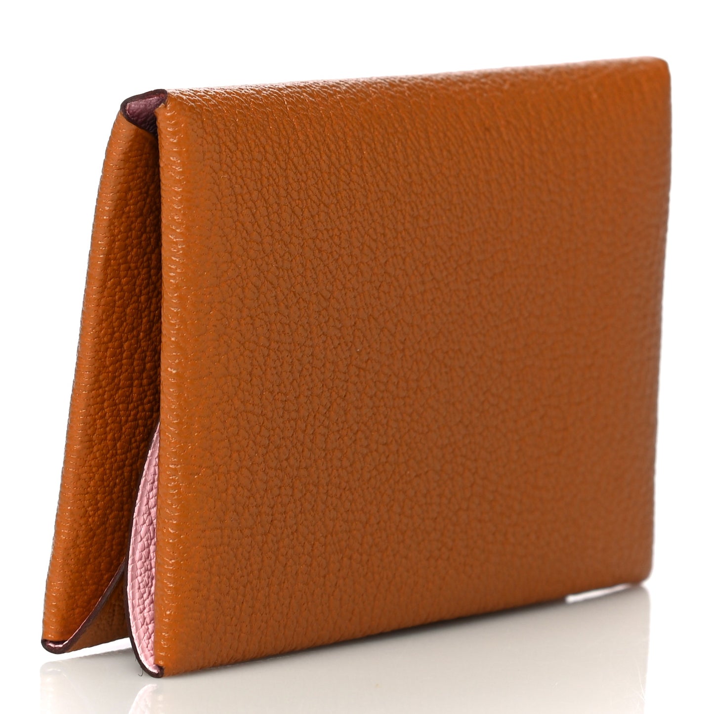 Chevre Mysore Verso Calvi Duo Card Case Caramel Rose Sakura
