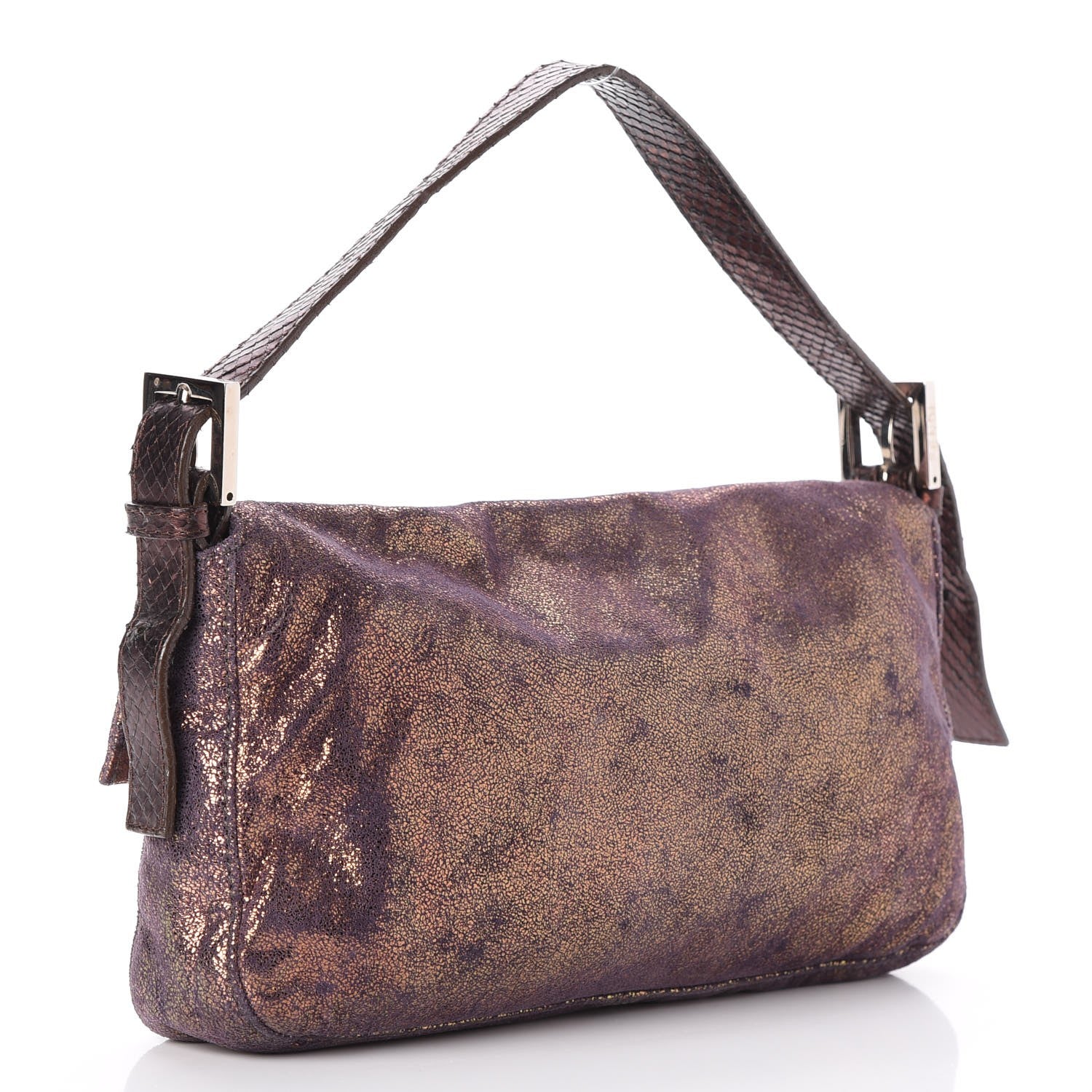 Fendi Metallic Crackled Suede Baguette 3 of 7