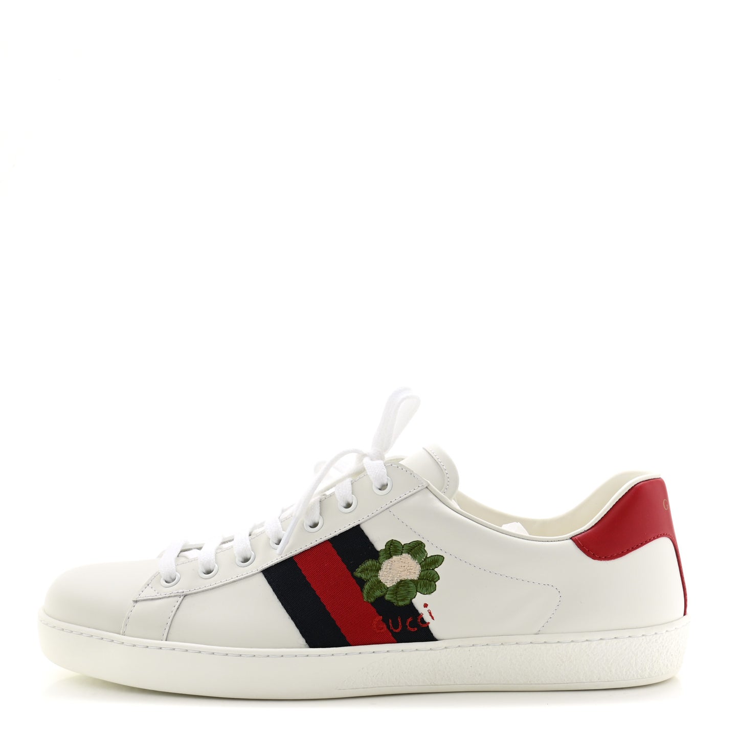Calfskin Miro Soft Web Embroidered Mens Ace Sneakers 11.5 White Green