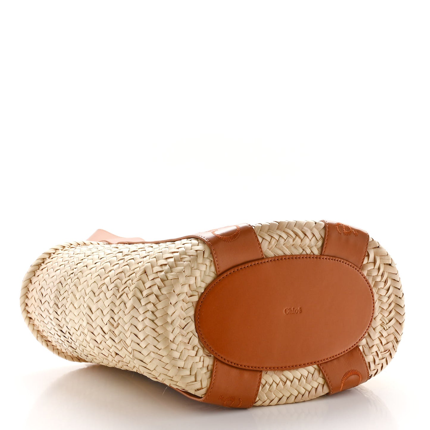 Raffia Smooth Calfskin Medium Sense Basket Caramel