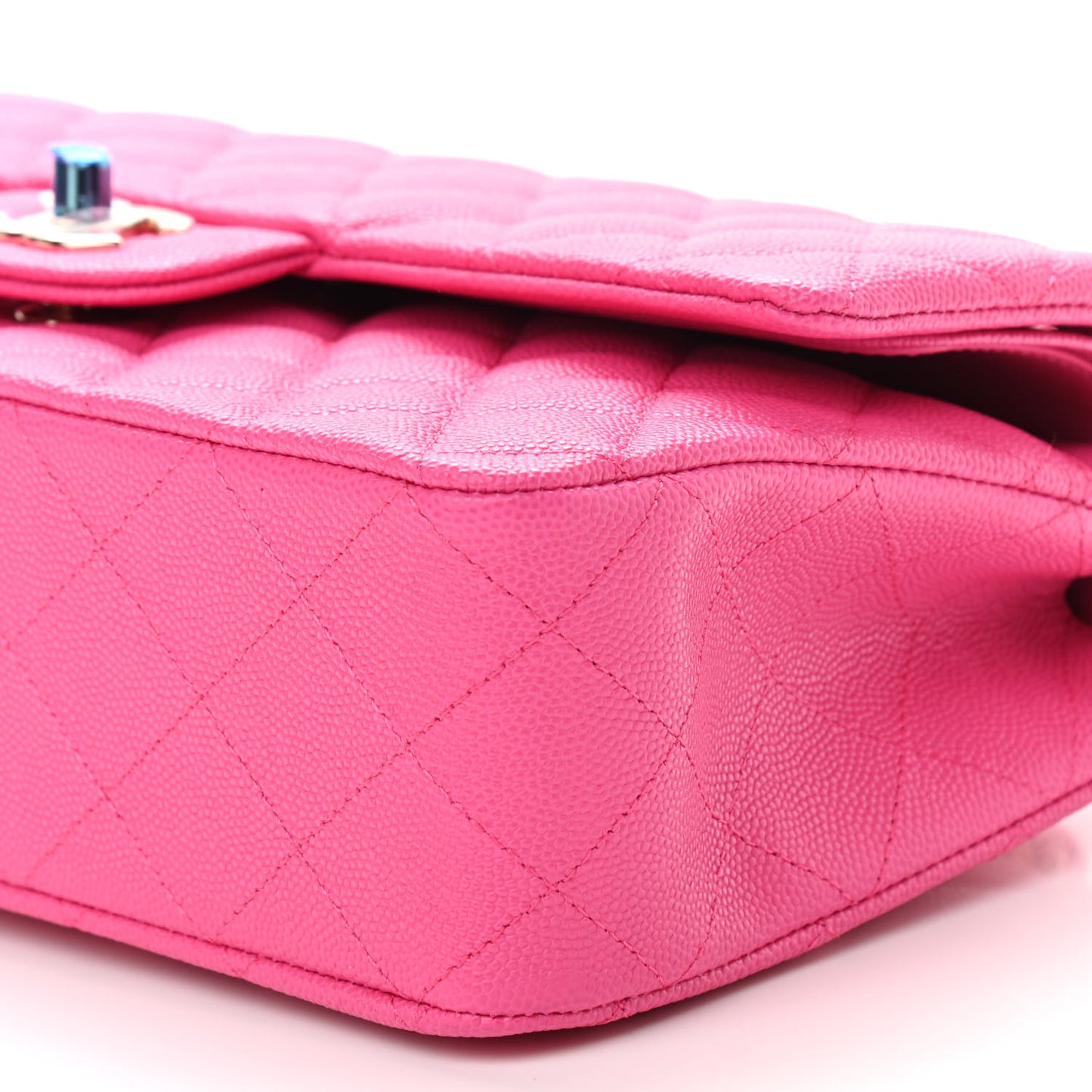 Caviar Quilted Medium Double Flap Dark Pink