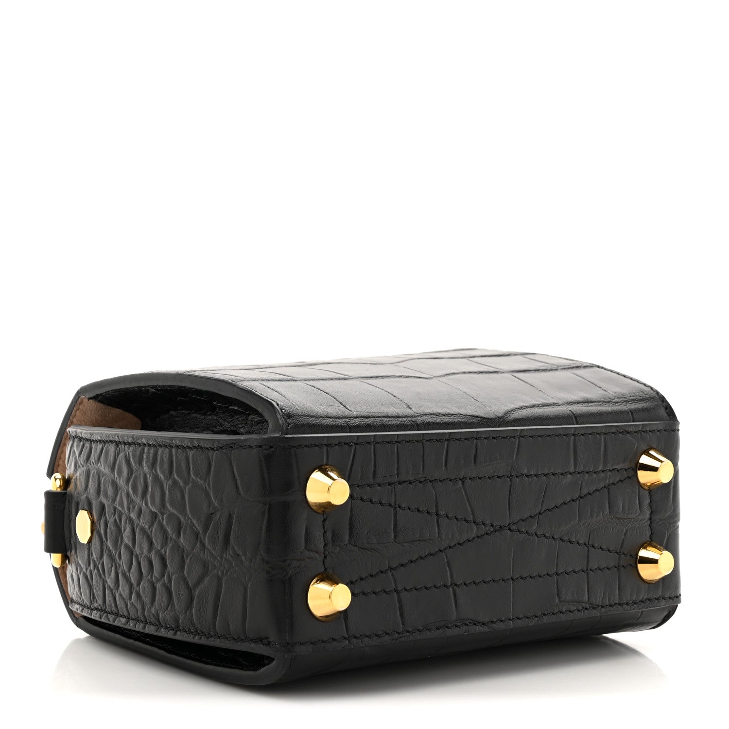 Alexander McQueen Calfskin Crocodile Embossed Box Shoulder Bag 19 Black 4 of 10