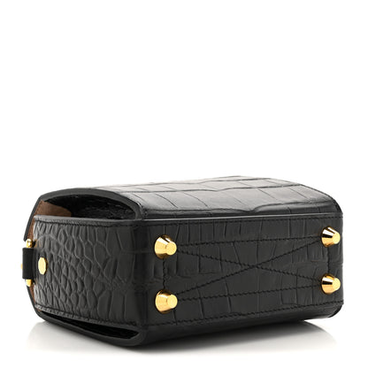 Alexander McQueen Calfskin Crocodile Embossed Box Shoulder Bag 19 Black 4 of 10