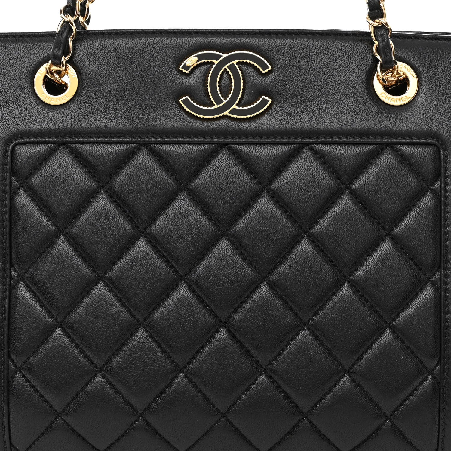 Chanel Sheepskin Quilted Mademoiselle Vintage Shopping Tote Black 8 of 11