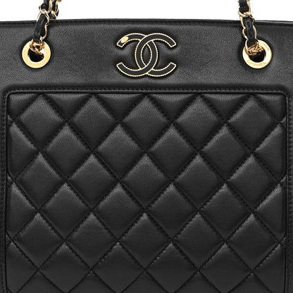 Chanel Sheepskin Quilted Mademoiselle Vintage Shopping Tote Black 8 of 11