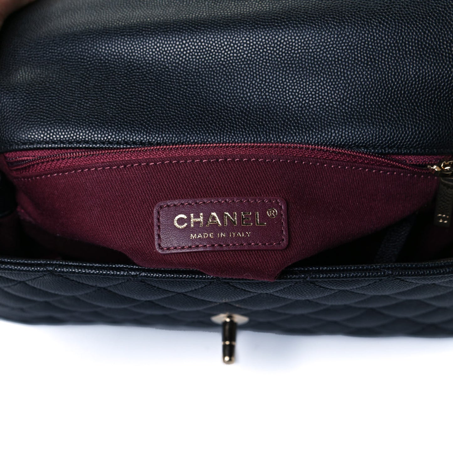 Caviar Quilted Small Coco Handle Flap Black