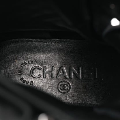 Chanel Calfskin Quilted Lace Up Combat Boots 37.5 Black 9 of 15