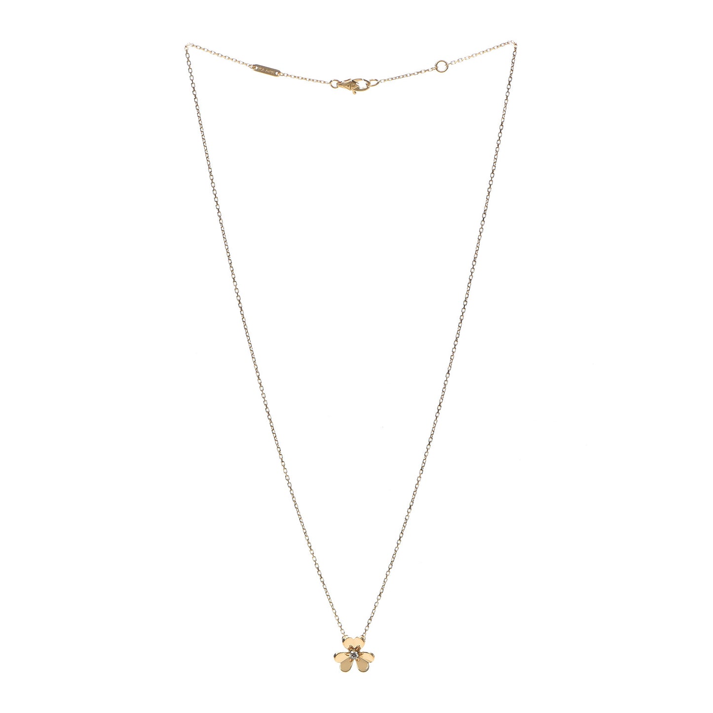 18K Yellow Gold Diamond Mini Frivole Pendant Necklace