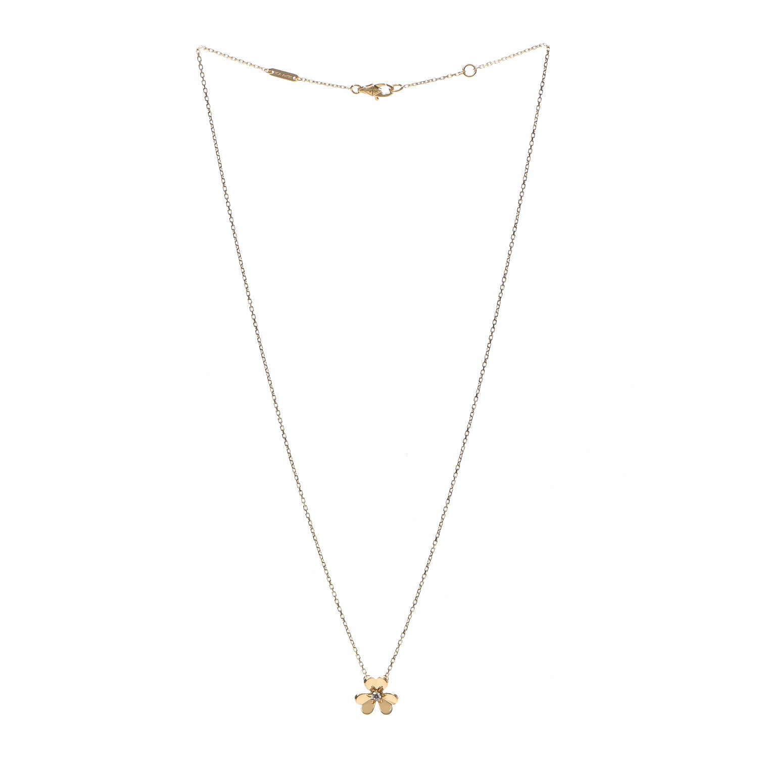 Van Cleef & Arpels 18K Yellow Gold Diamond Mini Frivole Pendant Necklace 3 of 7