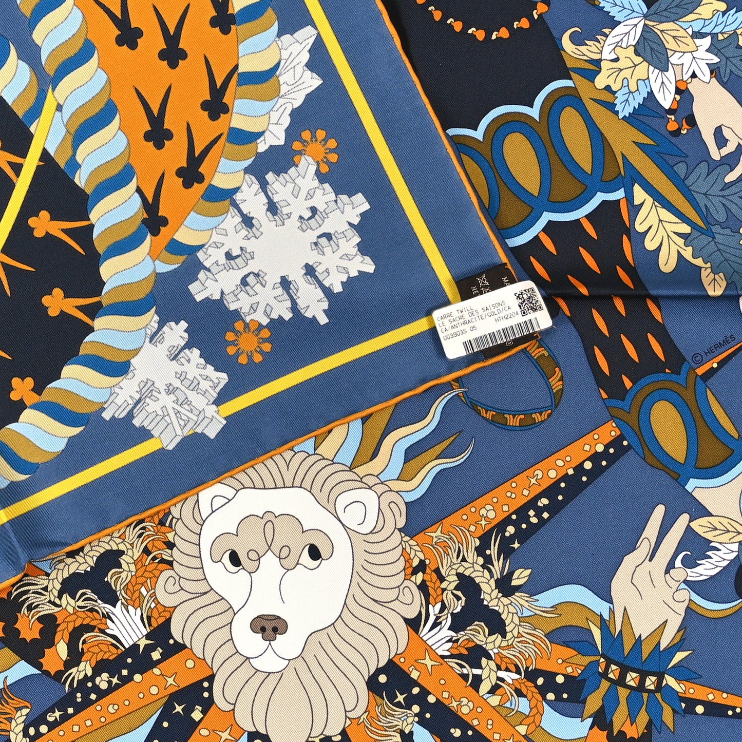 Silk Le Sacre Des Saisons Scarf 90 Anthracite Gold Camel