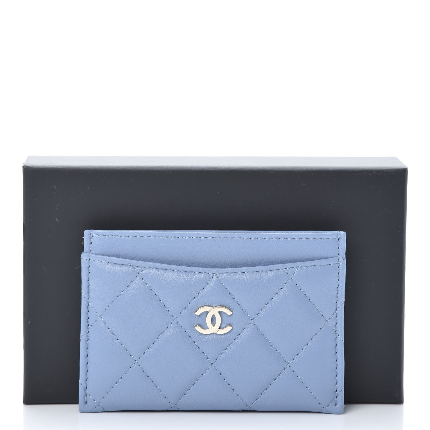 Chanel Lambskin Quilted Card Holder Light Blue 9 of 9