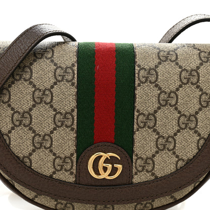 Gucci GG Supreme Monogram Textured Dollar Calfskin Web Mini Ophidia Flap Shoulder Bag Beige Ebony New Acero 8 of 10