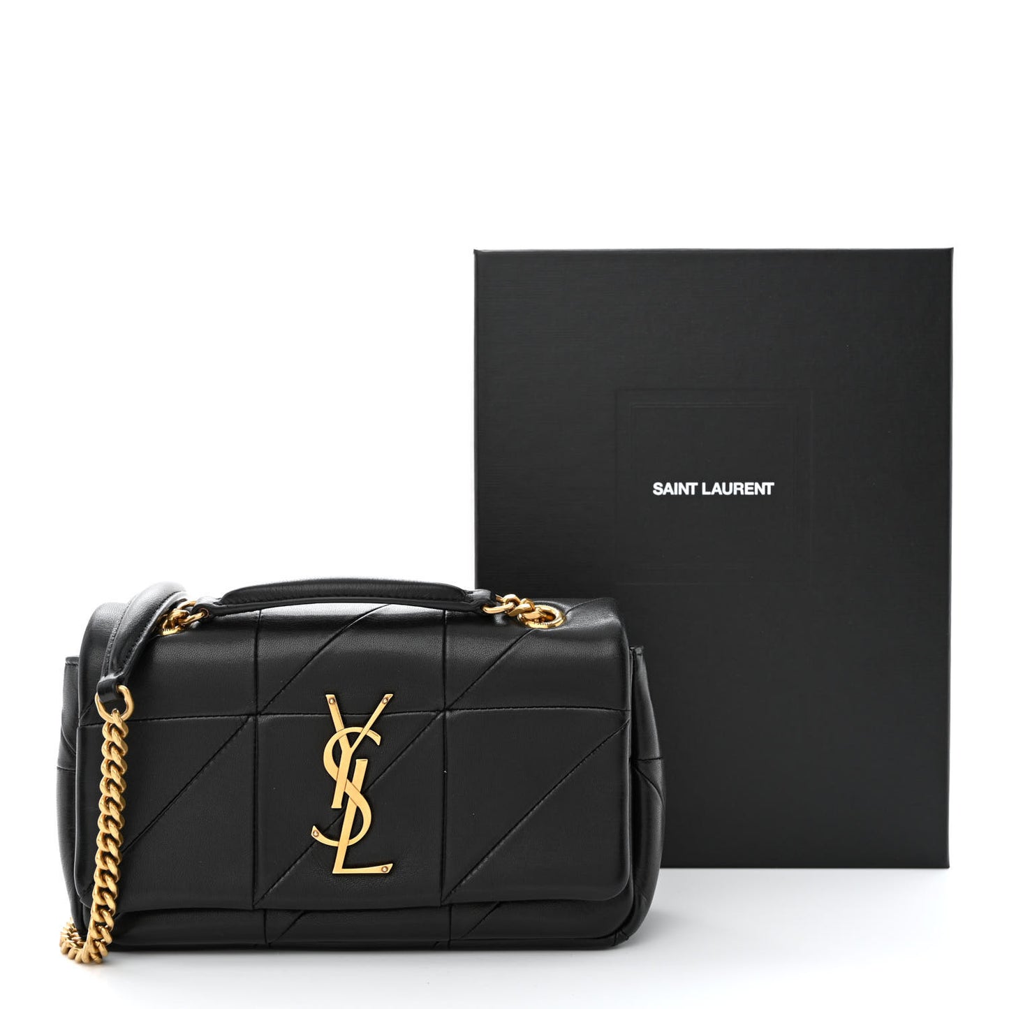 Lambskin Patchwork Monogram Small Jamie Black