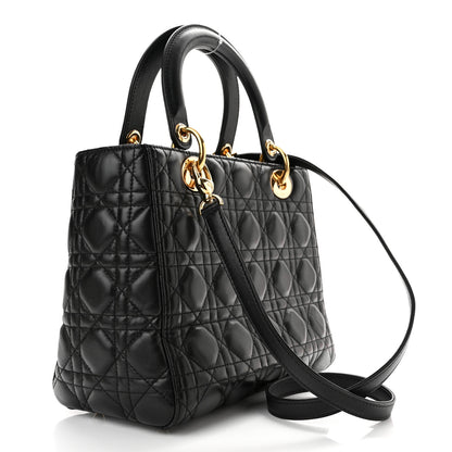 Christian Dior Lambskin Cannage Medium Lady Dior Black 3 of 10