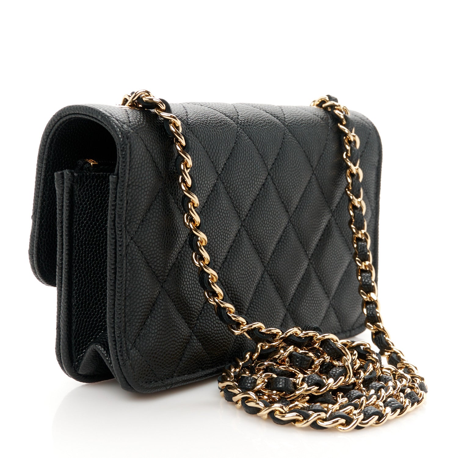 Chanel Caviar Quilted Enamel Coco Casino Flap Phone Holder With Chain Black 3 of 12