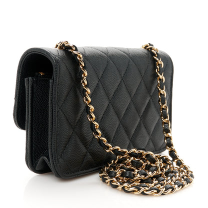 Chanel Caviar Quilted Enamel Coco Casino Flap Phone Holder With Chain Black 3 of 12