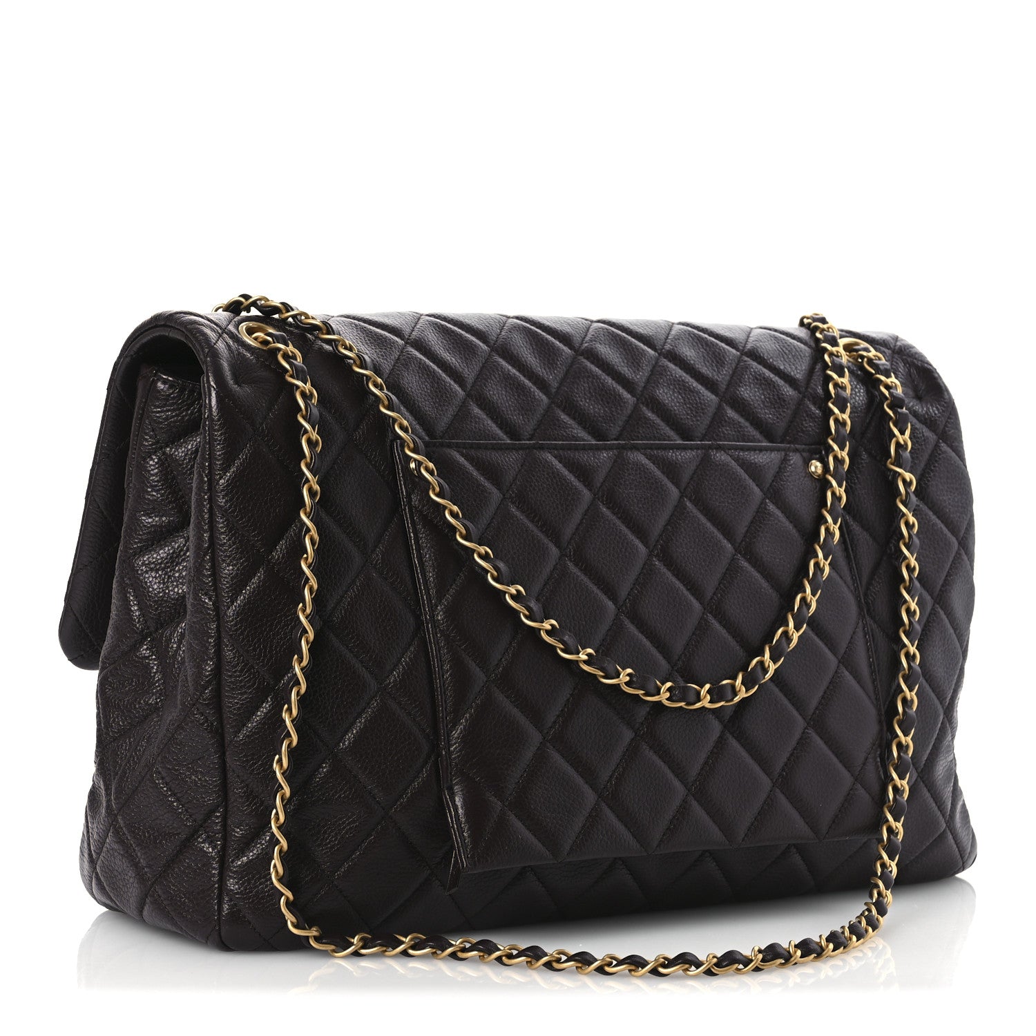 Chanel Grained Calfskin Quilted XXL Travel Flap Bag Dark Brown 3 of 12