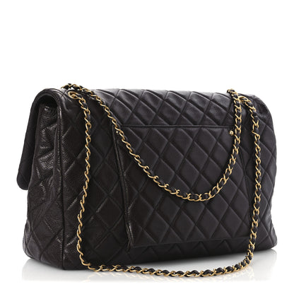 Chanel Grained Calfskin Quilted XXL Travel Flap Bag Dark Brown 3 of 12