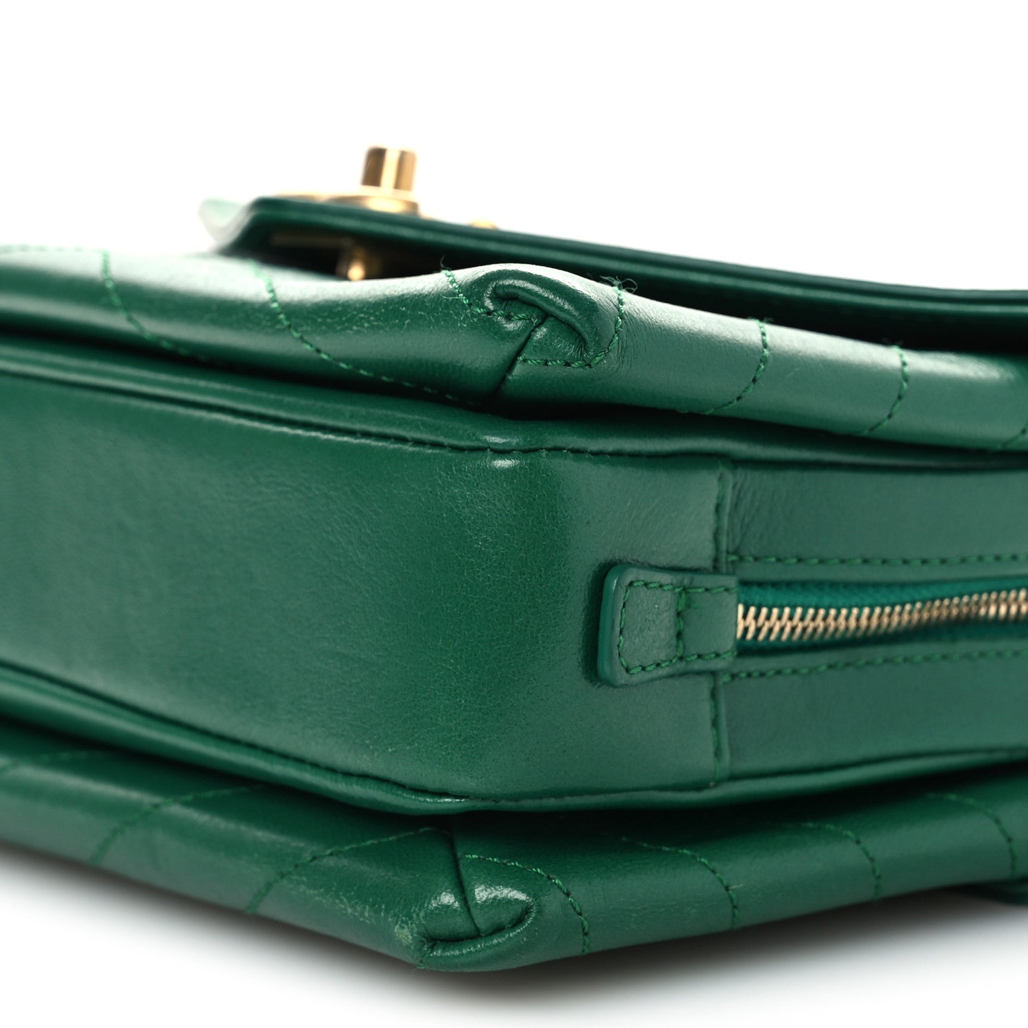 Chanel Lambskin Chevron Stitched Envelope Flap Bag Green 10 of 12