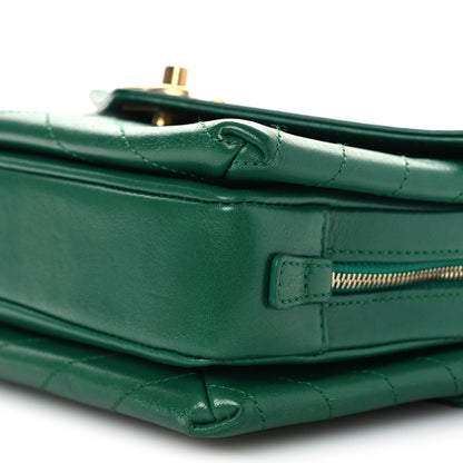 Chanel Lambskin Chevron Stitched Envelope Flap Bag Green 10 of 12