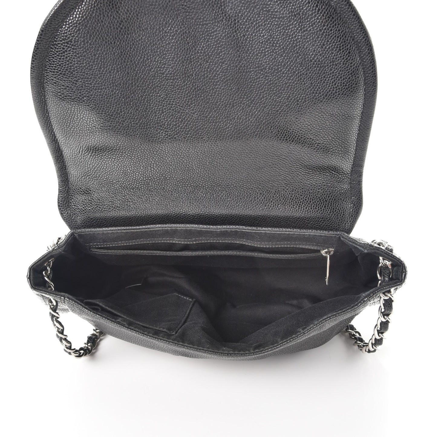 Caviar Half Moon Large Flap Black