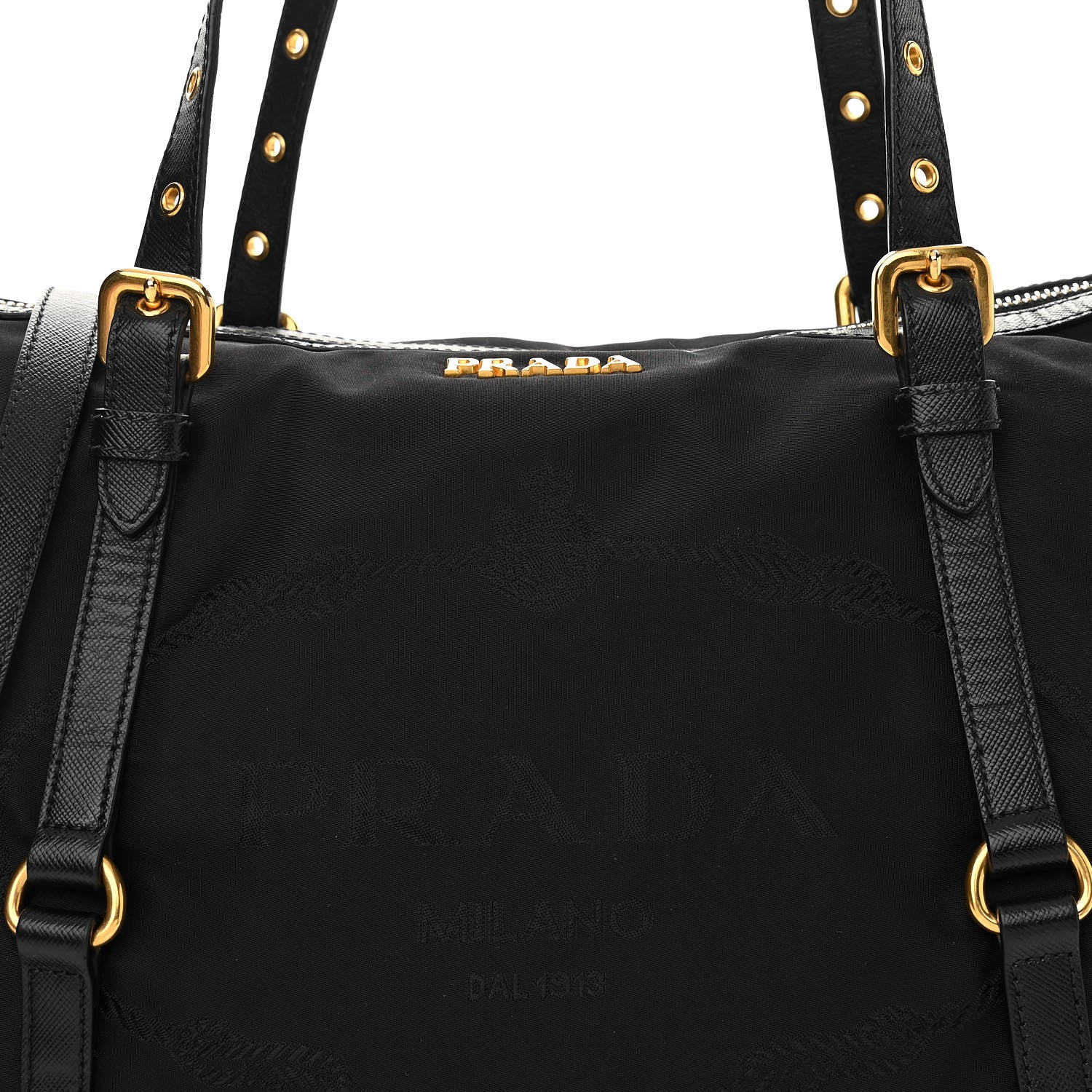Prada Saffiano Tessuto Nylon Logo Shopping Tote Black 6 of 8