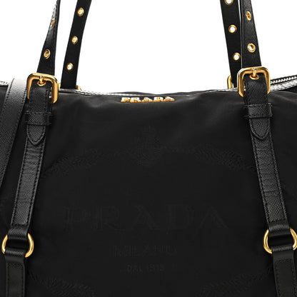 Prada Saffiano Tessuto Nylon Logo Shopping Tote Black 6 of 8