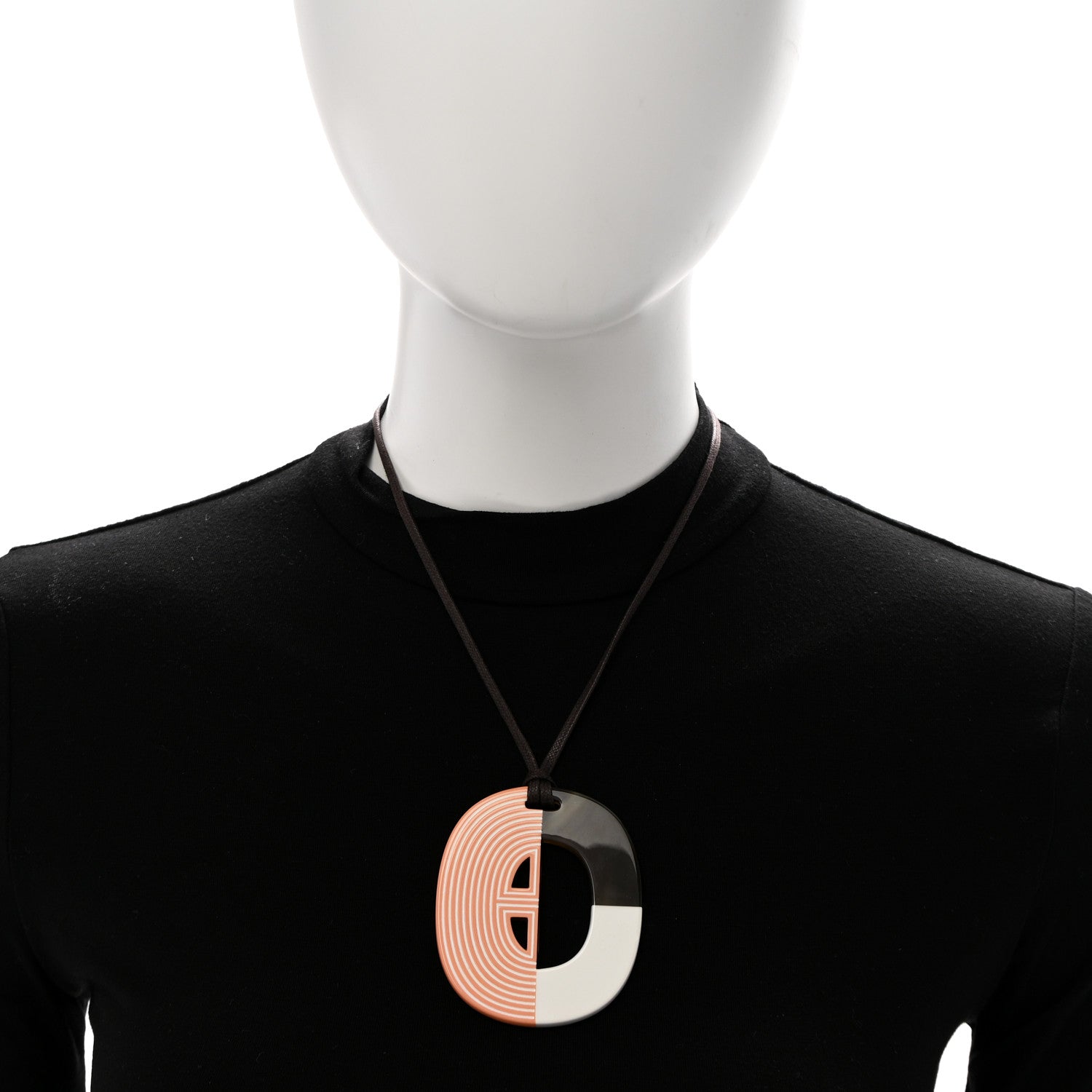 Hermes Buffalo Horn Lacquer Lift Remix Necklace PM Meringue