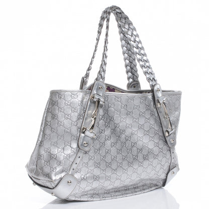 Gucci Guccissima Metallic Pelham Medium Shoulder Bag Silver 3 of 7