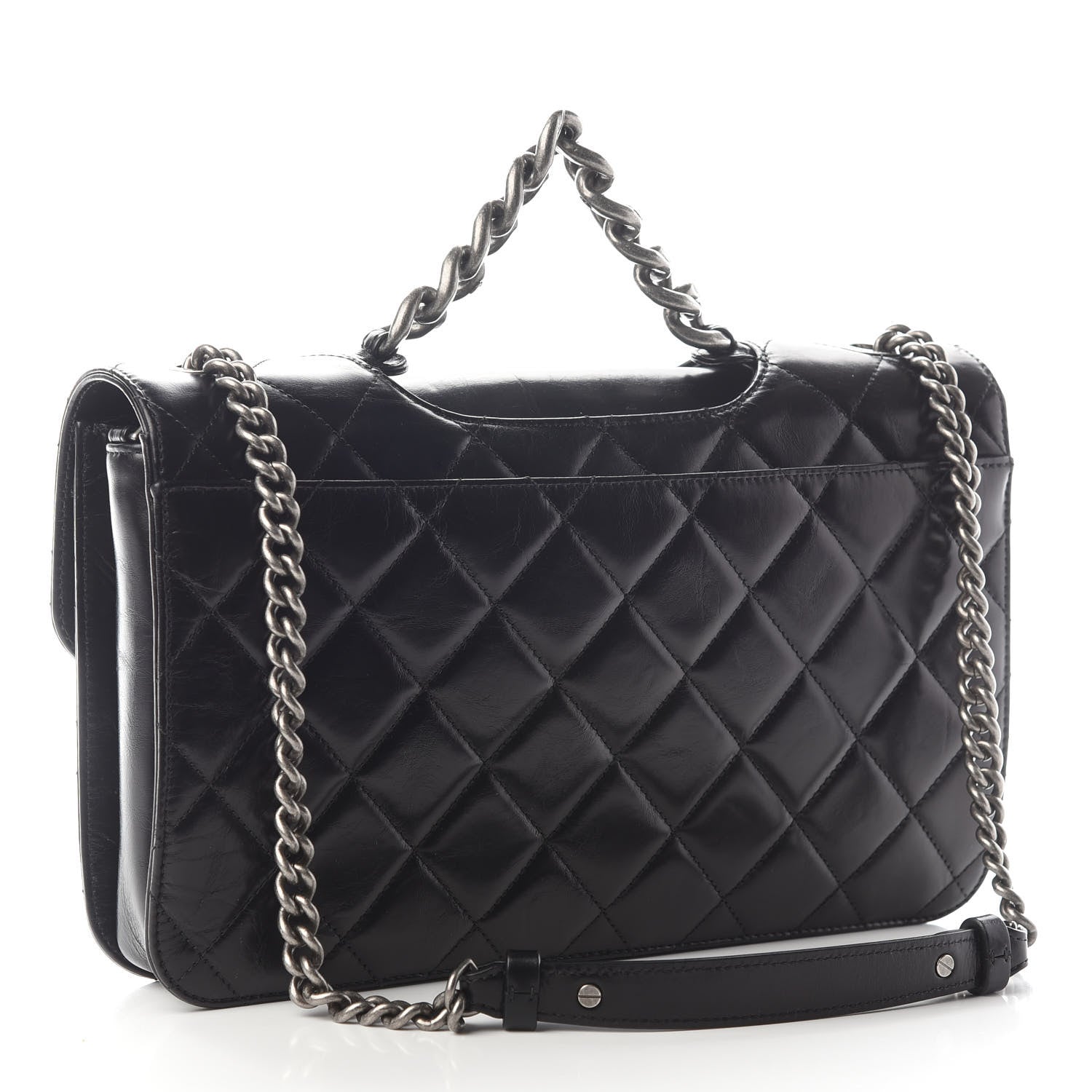 Chanel Glazed Calfskin Quilted Large Perfect Edge Flap Black 3 of 9