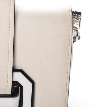 Prada City Calf Plex Ribbon Bag White Black 24 of 30