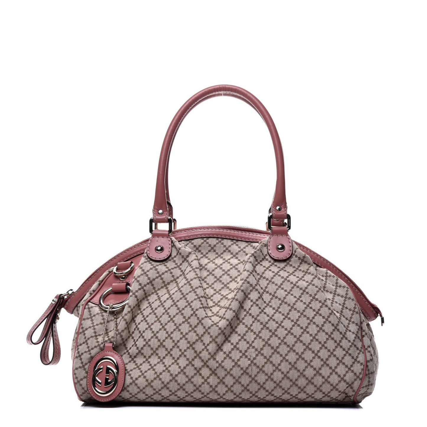 Diamante Medium Sukey Boston Interlocking G Charm Bag Pink