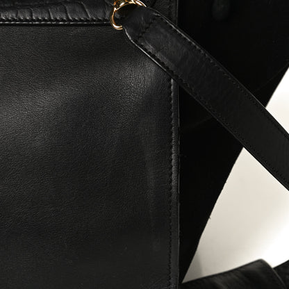 Celine Crocodile Embossed Calfskin Suede Medium Trapeze Black 14 of 15