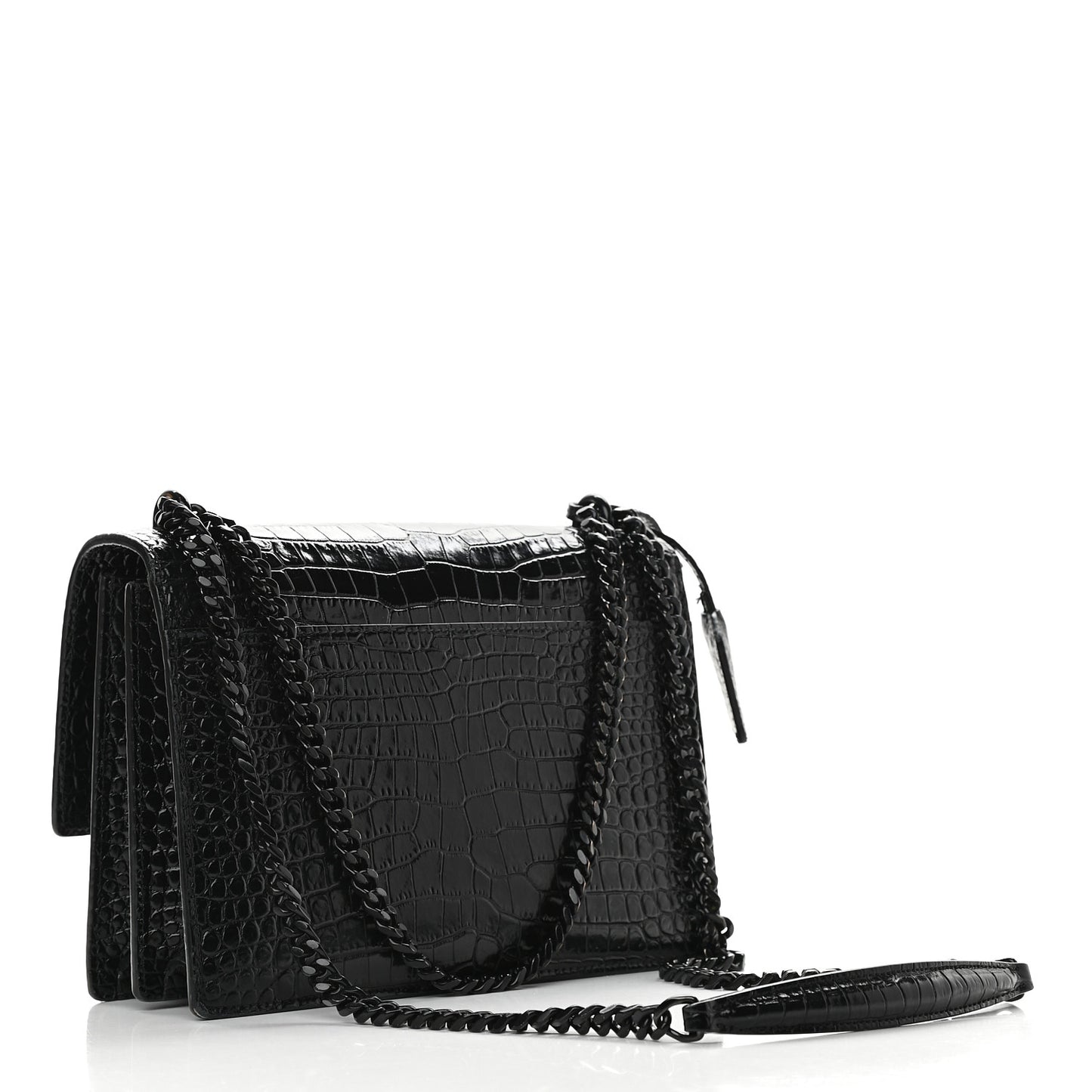 Calfskin Crocodile Embossed Medium Monochrome Monogram Sunset Black