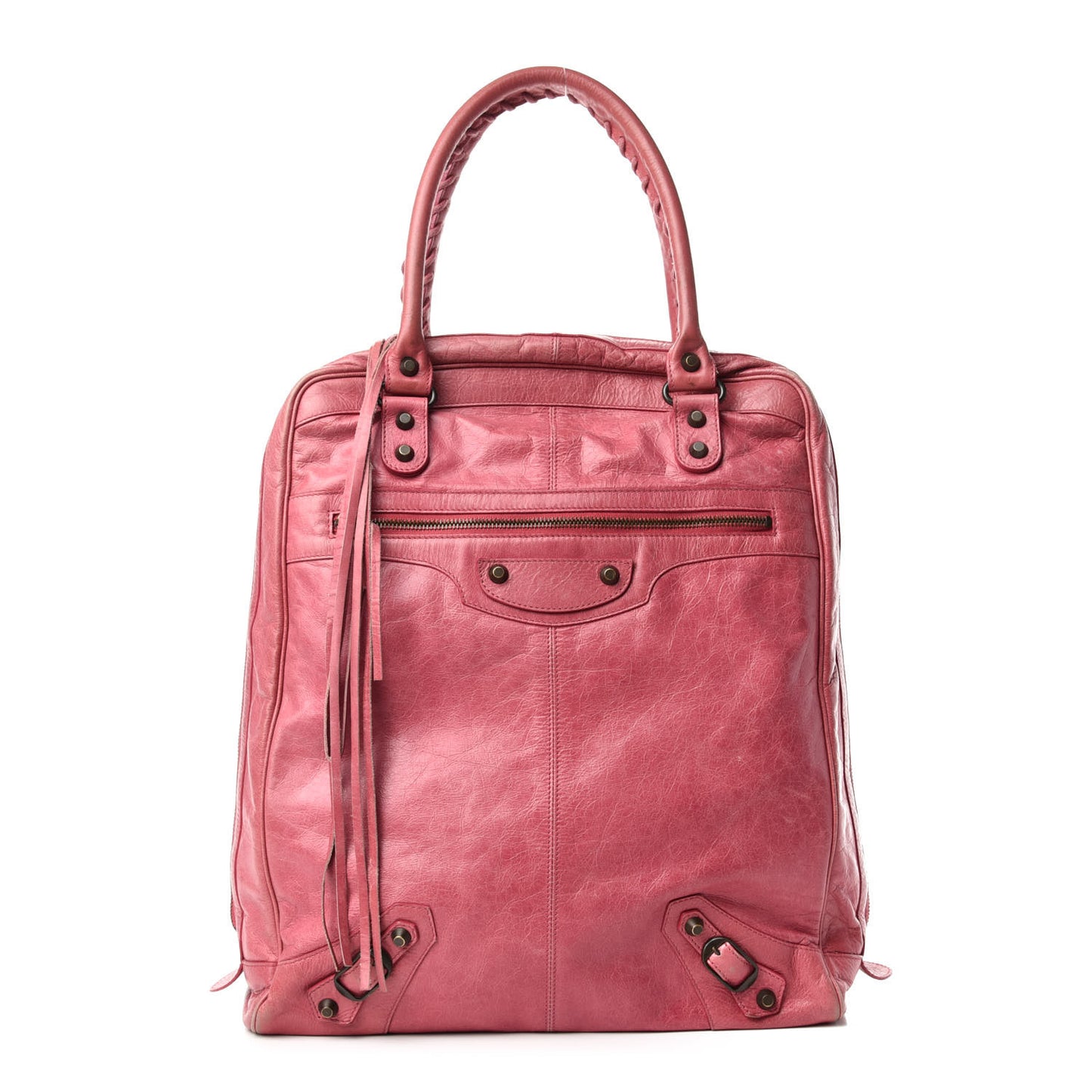 Agneau Classic Hardware Briefcase Tote Pivoine